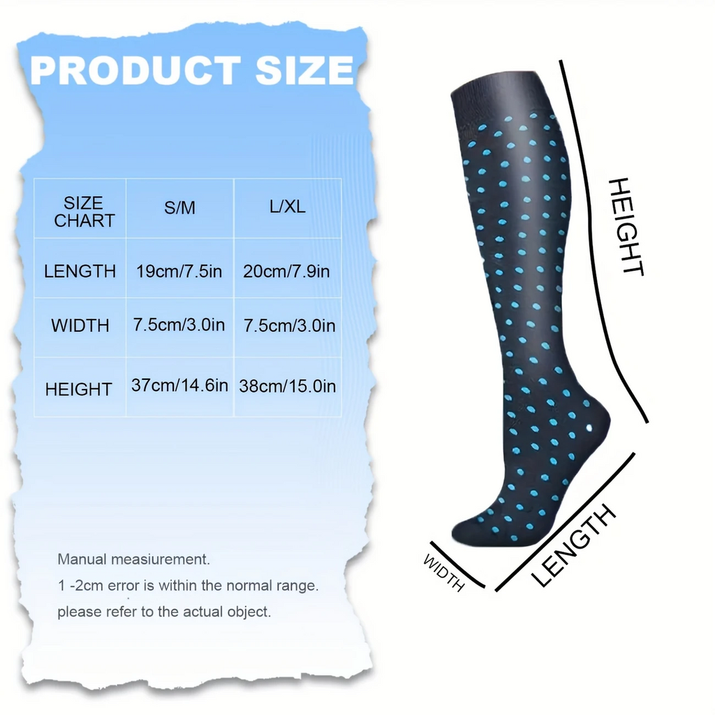 6 pairs of women's compression socks, sports long socks, elastic shaping long socks