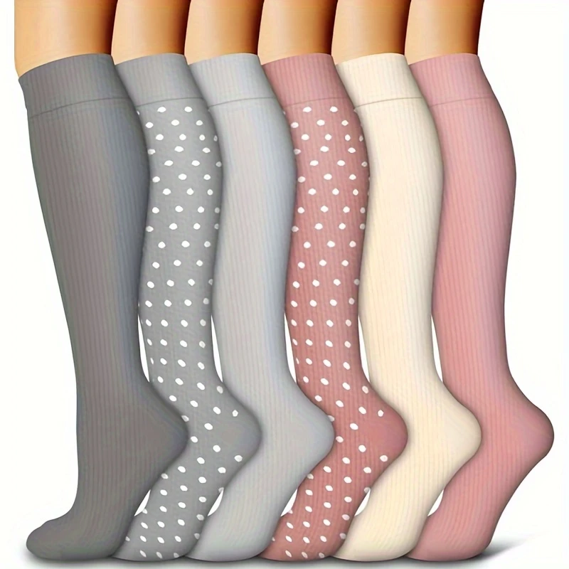 6 Pairs of Tight Compression Socks, Cycling 15-25mm Mercury Over the Knee Compression Socks Suitable For Running and Cycling