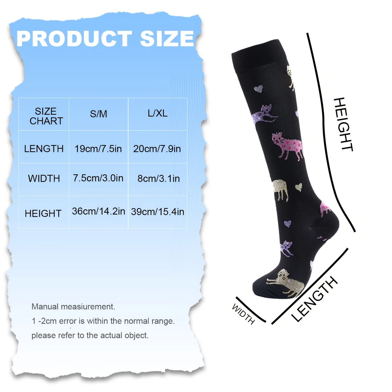 6 Pairs animal compression socks | Polyester and spandex blend | Knee high support for medical, sports, and casual wear | Vibrant pattern