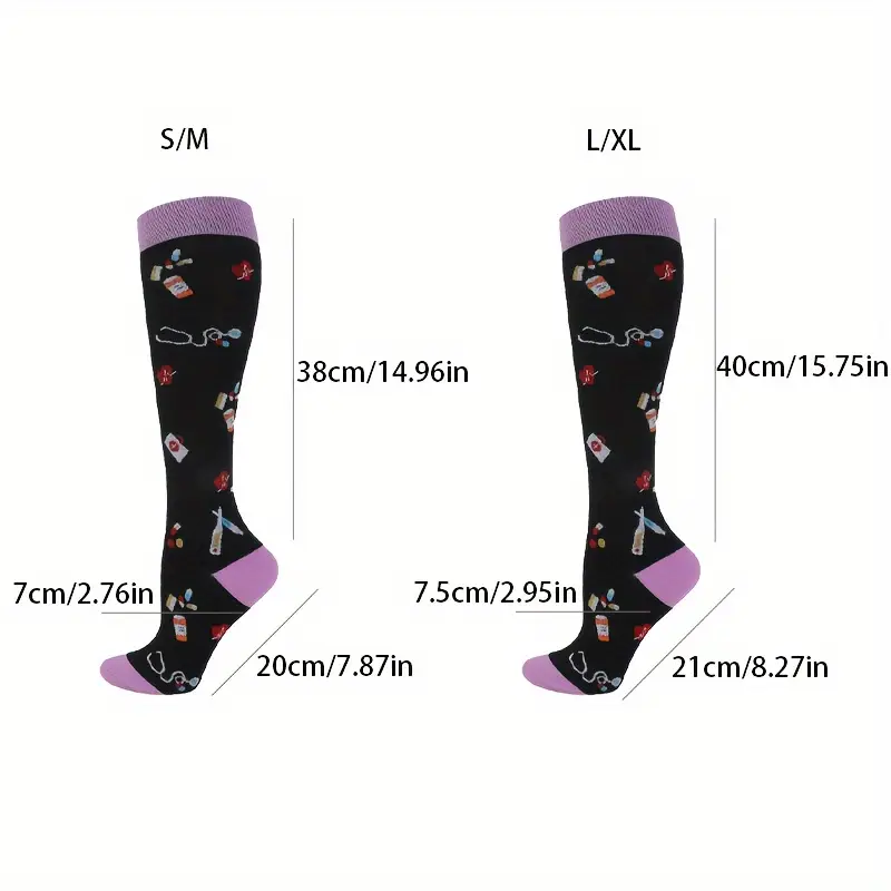 6 Pairs Combination Medical Exercise Pressure Socks - Hiking And Cycling Long Socks, Outdoor Fitness Running Compression Socks, Calf Socks