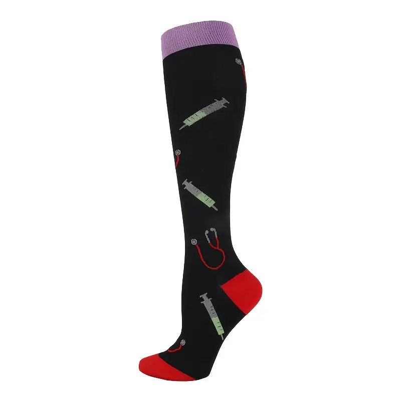 6 Pairs Combination Medical Exercise Pressure Socks - Hiking And Cycling Long Socks, Outdoor Fitness Running Compression Socks, Calf Socks