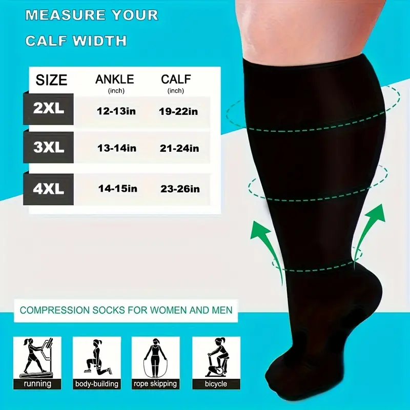 3 Pairs of Extra-Large Compression Socks for Cycling, Climbing, Running - Breathable Nylon Geometric Pattern, Arch Support & Cushioned Heel, All-Season Workout Socks for Men & Women