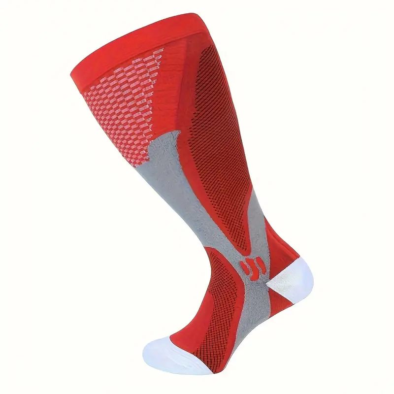 5 Pairs of Extra-Large Compression Socks for Cycling, Climbing, Running - Breathable Nylon Geometric Pattern, Arch Support & Cushioned Heel, All-Season Workout Socks for Men & Women