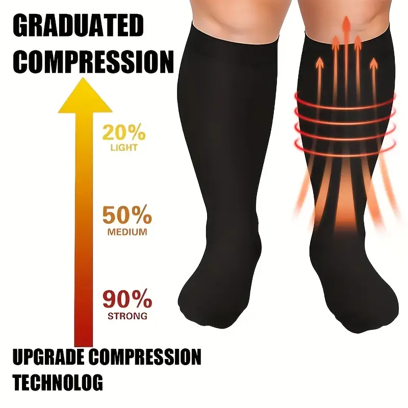3 Pairs of Extra-Large Compression Socks for Cycling, Climbing, Running - Breathable Nylon Geometric Pattern, Arch Support & Cushioned Heel, All-Season Workout Socks for Men & Women